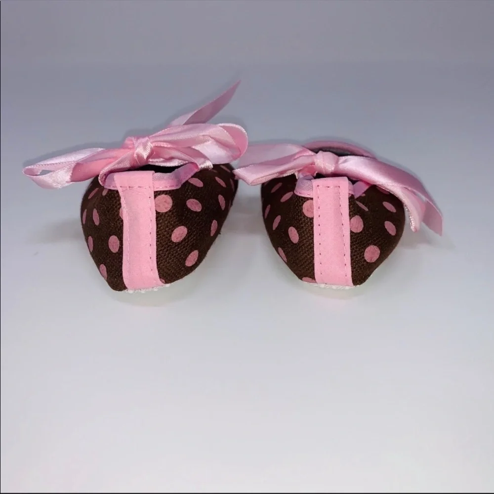 NEW Baby Girl Brown and Pink Polka Dot Shoes
